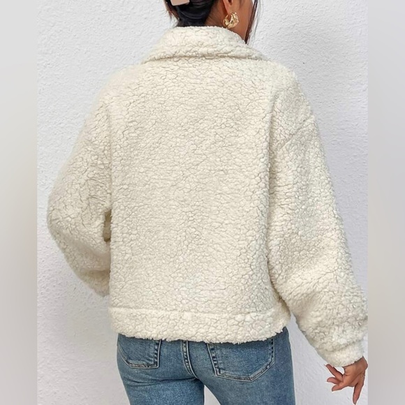 SHEIN EZwear Drop Shoulder Flap Detail Teddy Jacket - Picture 2 of 6